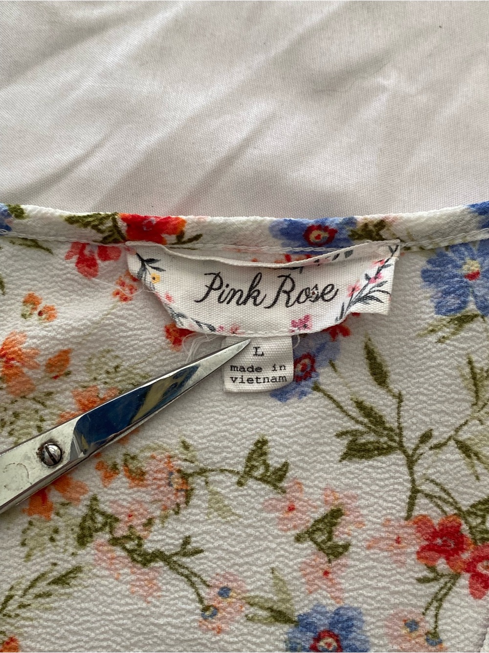 Floral Wrap Camisole in Cream with Red & Blue Blooms - Picture 7 of 11